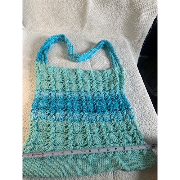 Handmade Aquamarine Hand Crocheted Handbag - Picture 4 of 10